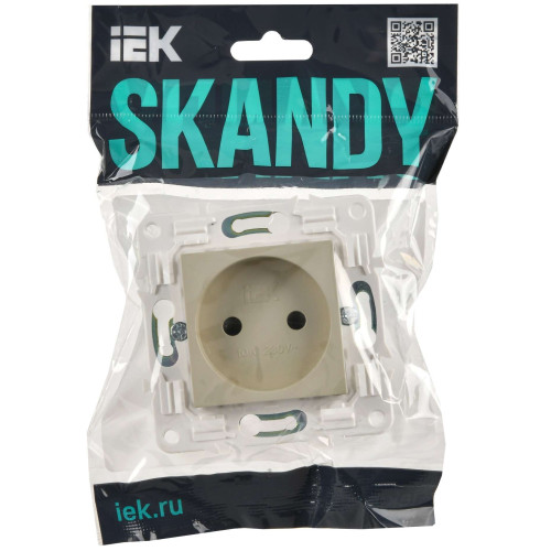 SKANDY Розетка без заземления с защитными шторками 10А SK-R01B бежевый IEK
