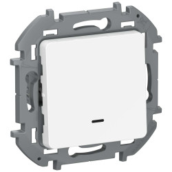 IEKINSPIRIA Переключатель 1-клавишный с подсветкой/индикацией схема 6L 10АХ безвинтовые зажимы 6736601 белый IEK