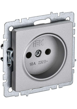 BRITE Розетка 1-местная без заземления без защитных шторок 10А РС10-1-0-БрА алюминий IEK