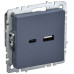 BRITE Розетка USB A+C 18Вт РЮ11-1-БрМ маренго IEK