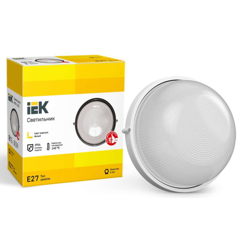Светильник НПП1101 круг 100Вт IP54 белый IEK