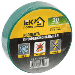Изолента 0,13х15 мм зеленая 20 метров IEK серия Home