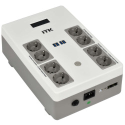 ITK ELECTRA ST8 ИБП Линейно-интерактивный 800ВА/480Вт LCD АКБ 1х9AH 8хSchuko USB 2хUSB зарядки