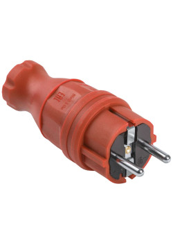 Вилка прямая ВБп3-1-0м IP44 ОМЕГА каучук красная IEK