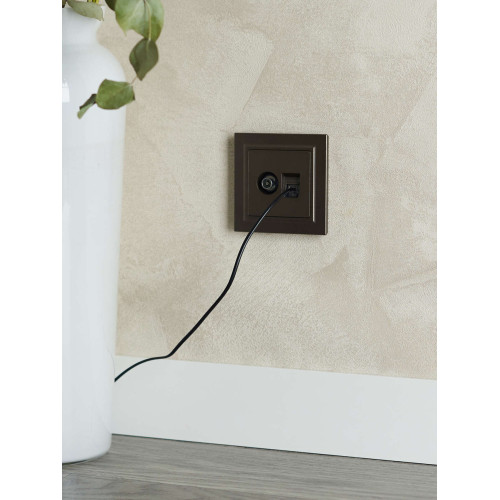 BRITE Розетка двойная TV+RJ45 кат.5E РТВ/РК12-БрТБ темная бронза IEK
