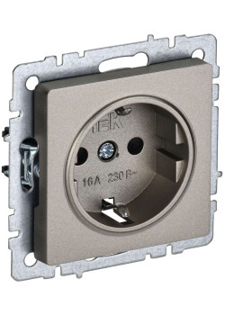 BRITE Розетка 1-местная с заземлением без защитных шторок 16А РС11-1-0-БрШ шампань IEK