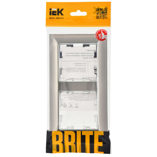 BRITE Рамка 2-местная РУ-2-Бр металл хром/никель IEK