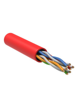 ITK Витая пара U/UTP кат.5E 4х2х24AWG solid LSZH нг(А)-HF красный (305м)