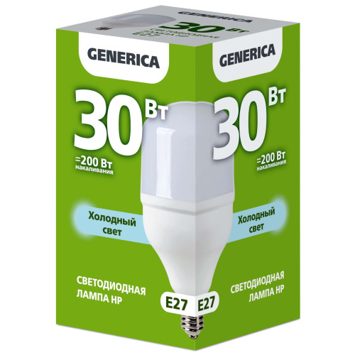 Лампа светодиодная HP 30Вт 230В 6500К E27 GENERICA