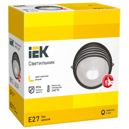 Светильник НПП1107 круг ресничка 100Вт IP54 белый IEK