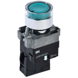 Кнопка управления LA167-BW3371 d=22мм RC 1NO с подсветкой зеленая IEK