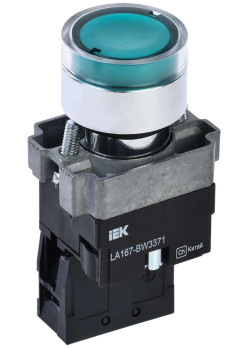 Кнопка управления LA167-BW3371 d=22мм RC 1NO с подсветкой зеленая IEK