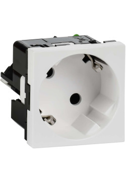 Розетка 45град с заземляющим контактом без защитной шторки и безвинтовым зажимом (2 модуля) белая