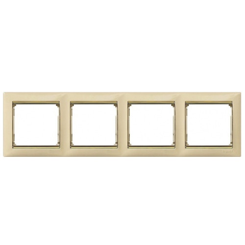 VALENA DIY Рамка 4-местная слоновая кость (золотой штрих)