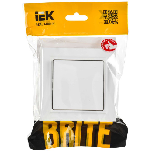 BRITE Выключатель 1-клавишный 10А в сборе ВСР10-1-0-БрАБ арктический белый IEK
