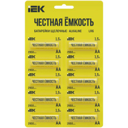 Батарейка щелочная Alkaline LR6/AA (10шт/отрывной блистер) IEK