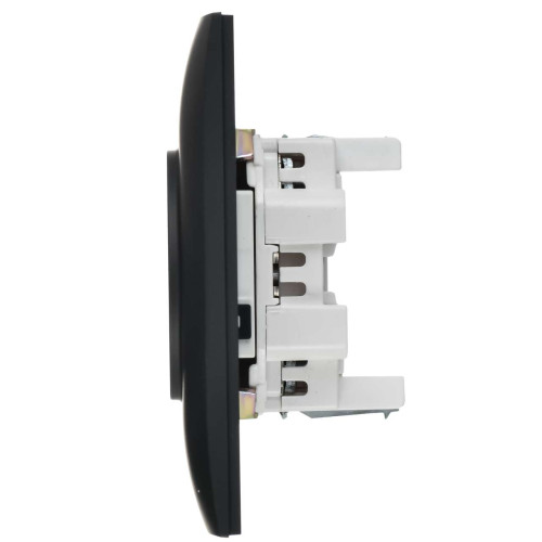 SKANDY Розетка 2-местная без заземления с защитными шторками 10А в сборе SK-R09G графит IEK