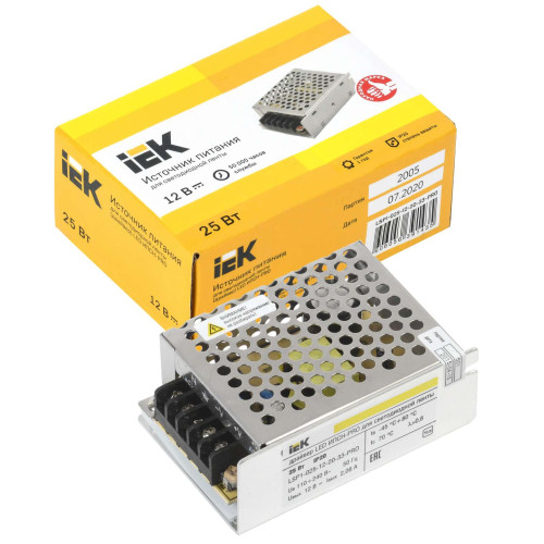 Драйвер LED ИПСН-PRO 25Вт 12В блок-клеммы IP20 IEK