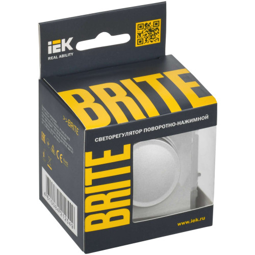 BRITE Светорегулятор поворотно-нажимной 600Вт СС10-1-0-БрА алюминий IEK