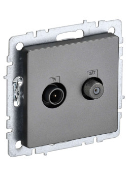 BRITE Розетка двойная TV+SAT РТВ/РСп12-БрС сталь IEK