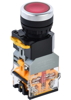 Кнопка управления D8-11D d=22мм 1NO+1NC с подсветкой красная IEK