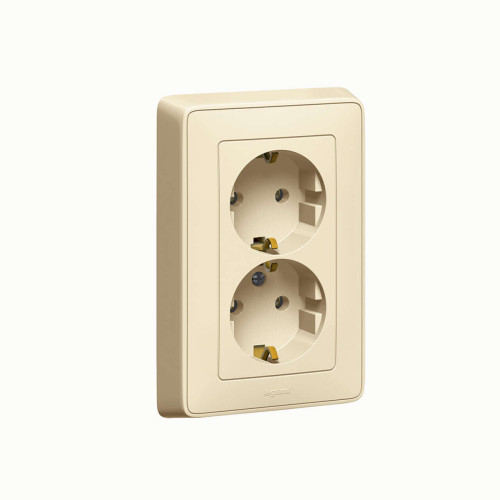 Cariva DIY Розетка 2x2К+З, нем. cт, слоновая кость