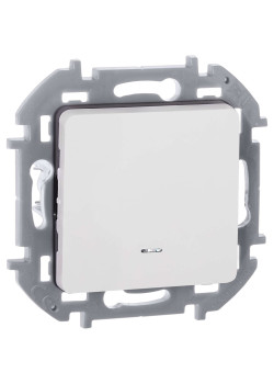 INSPIRIA Выключатель 1-клавишный проходной с подсветкой/индикацией 10АХ безвинтовое крепление белый