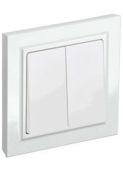 BRITE Выключатель 2-клавишный 10А в сборе ВСР10-2-0-БрБ белый IEK