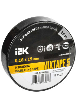 MIXTAPE 5 Изолента 0,18х19мм черная 20м IEK
