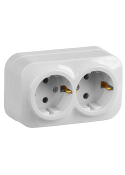 GLORY Розетка 2-местная для открытой установки с заземлением без защитных шторок 16А РС22-3-ХБ белый IEK