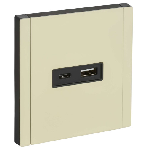 FORTE&PIANO Розетка USB A+C 18Вт FP851M металл серый сланец IEK