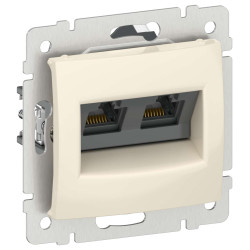 IEKVALENA Розетка компьютерная двойная RJ45 категория 6 UTP 6941471 слоновая кость IEK