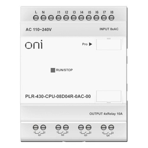 ПЛК 430 Модуль ЦПУ 8 DI 4 RO 220В AC без экрана ONI