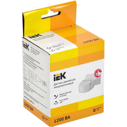 Датчик движения ДД-МВ501 1200Вт 180град 15м IP65 белый IEK