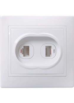 KVARTA Розетка 2-местная RJ11+RJ45 кат.5е РК/Т12-КБ белый IEK