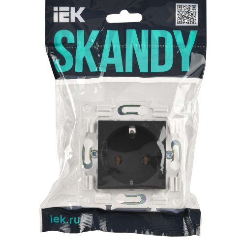 SKANDY Розетка с заземлением без защитных шторок 16А SK-R05G графит IEK