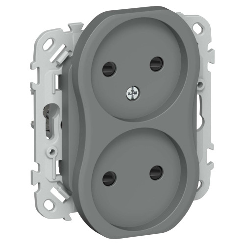 FLITE Розетка 2-местная без заземления с защитными шторками безвинтовое крепление 10А РСш02-1-ФлМА мокрый асфальт IEK