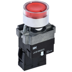 Кнопка управления LA167-BW3472 d=22мм RC 1NC с подсветкой красная IEK