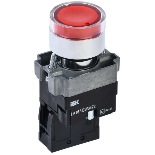 Кнопка управления LA167-BW3472 d=22мм RC 1NC с подсветкой красная IEK