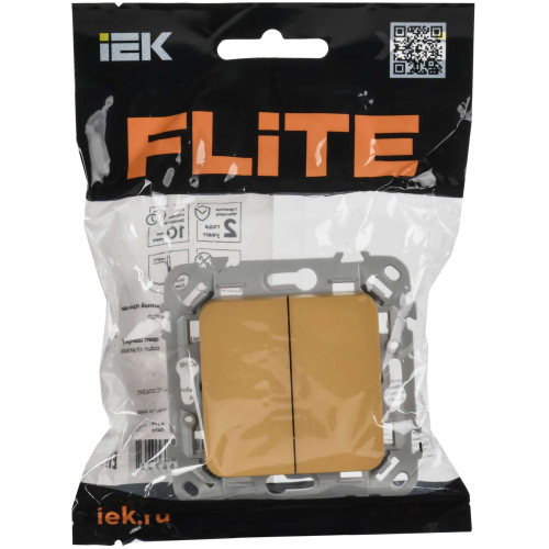 FLITE Выключатель 2-клавишный 10А ВС12-1-0-ФлШм шамуа IEK
