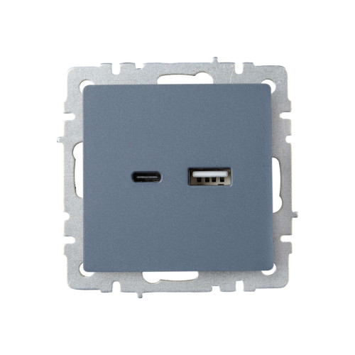 BRITE Розетка USB A+C 18Вт РЮ11-1-БрМ маренго IEK