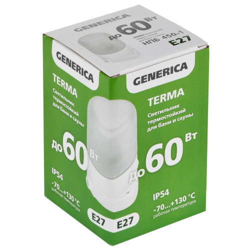 TERMA Светильник термостойкий для бани и сауны НПБ 450-1 IP54 60Вт белый GENERICA