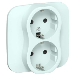 FLITE Розетка 2-местная с заземлением с защитными шторками безвинтовое крепление 16А РСш12-1-А-ФлХЛ холодный лед IEK