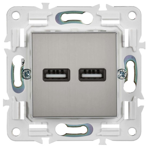 SKANDY Розетка USB A+A 3,1А SK-R15N металл никель IEK
