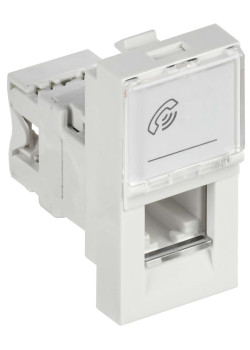 Розетка телефонная РКФ-10-00-П RJ-11 кат.3 (на 1 модуль) ПРАЙМЕР белая IEK