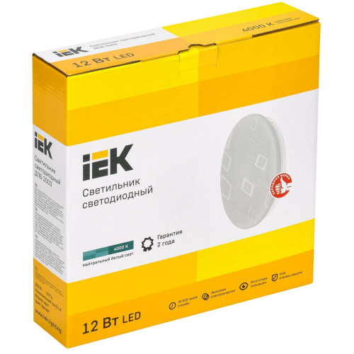 Светильник светодиодный ДПБ 2003 12Вт IP20 4000К круг белый IEK