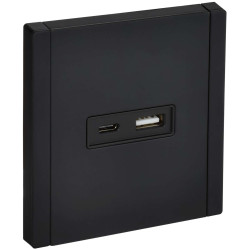 FORTE&PIANO Розетка USB A+C 3,1А FP150M металл черный IEK