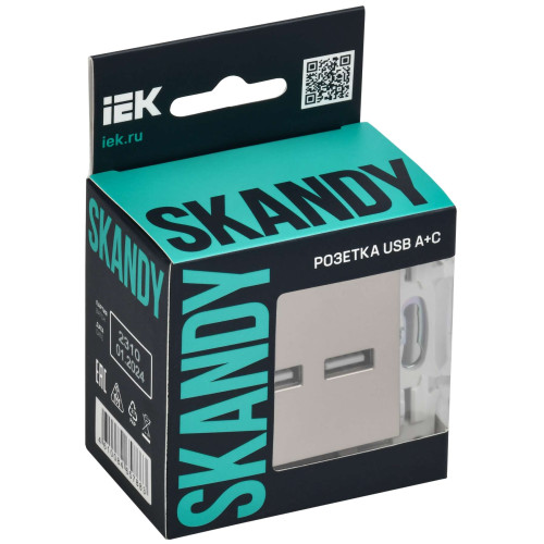 SKANDY Розетка USB A+C 3,1А SK-R14Sh шампань IEK
