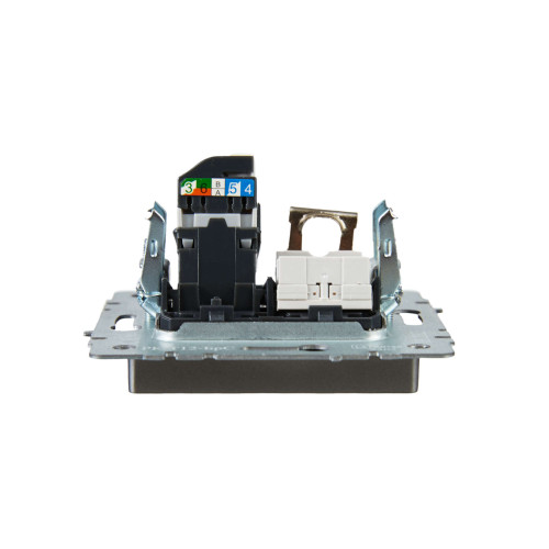 BRITE Розетка двойная RJ11+RJ45 кат.5E РК/Т12-БрС сталь IEK