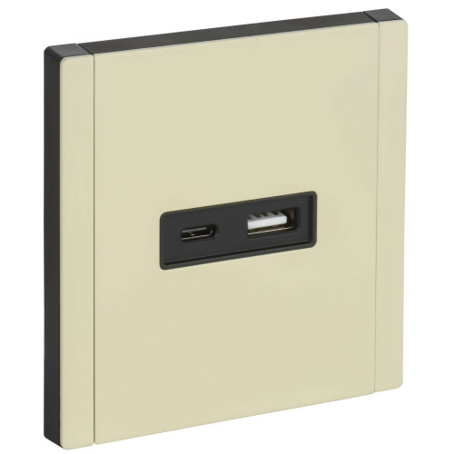 FORTE&PIANO Розетка USB A+C 3,1А FP850M металл серый сланец IEK